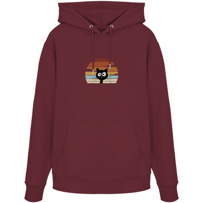 Retro schwarze Katze vor Sonnenuntergang - Organic Hoodie