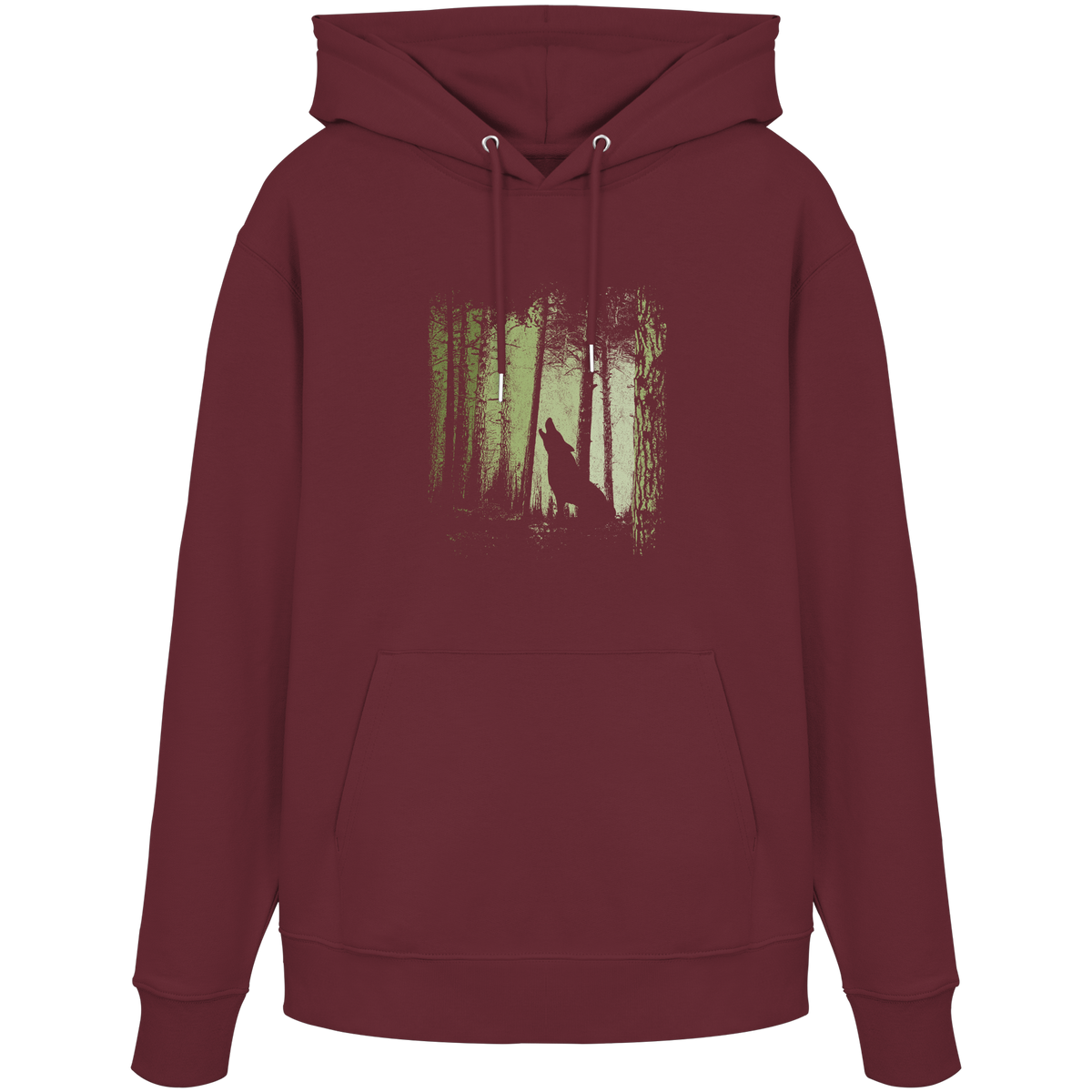 Einsamer Wolf im Zwielicht Wald  - Organic Hoodie