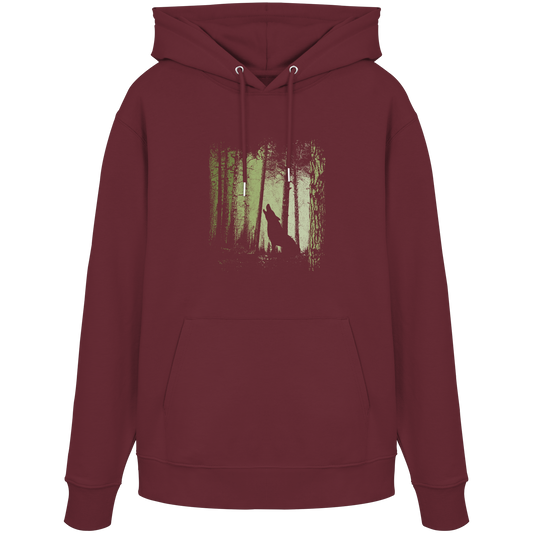 Einsamer Wolf im Zwielicht Wald  - Organic Hoodie