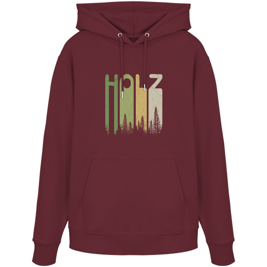 Holz Retro Wald Schriftzug - Organic Hoodie