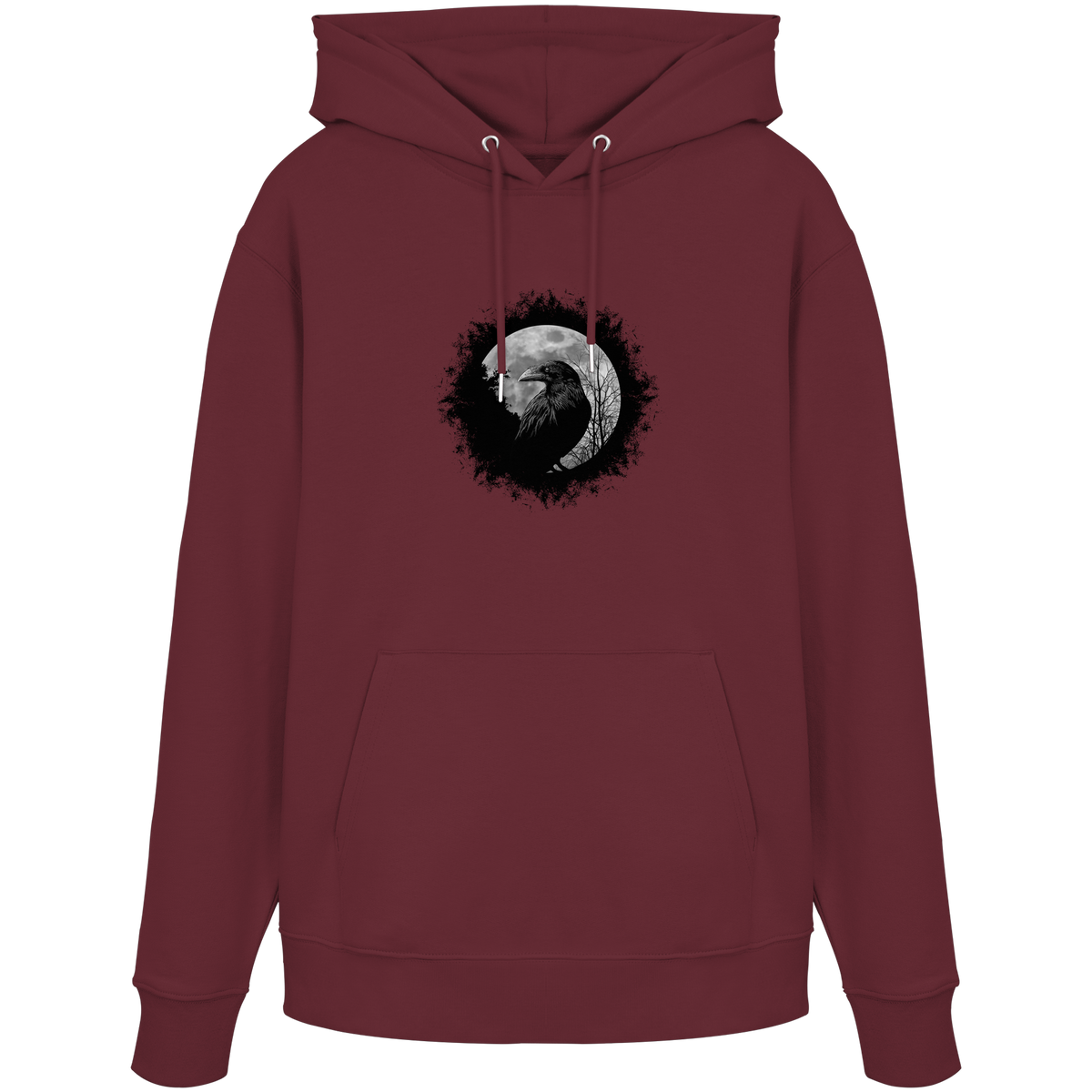 Schwarzer Rabe bei Vollmond  - Organic Hoodie