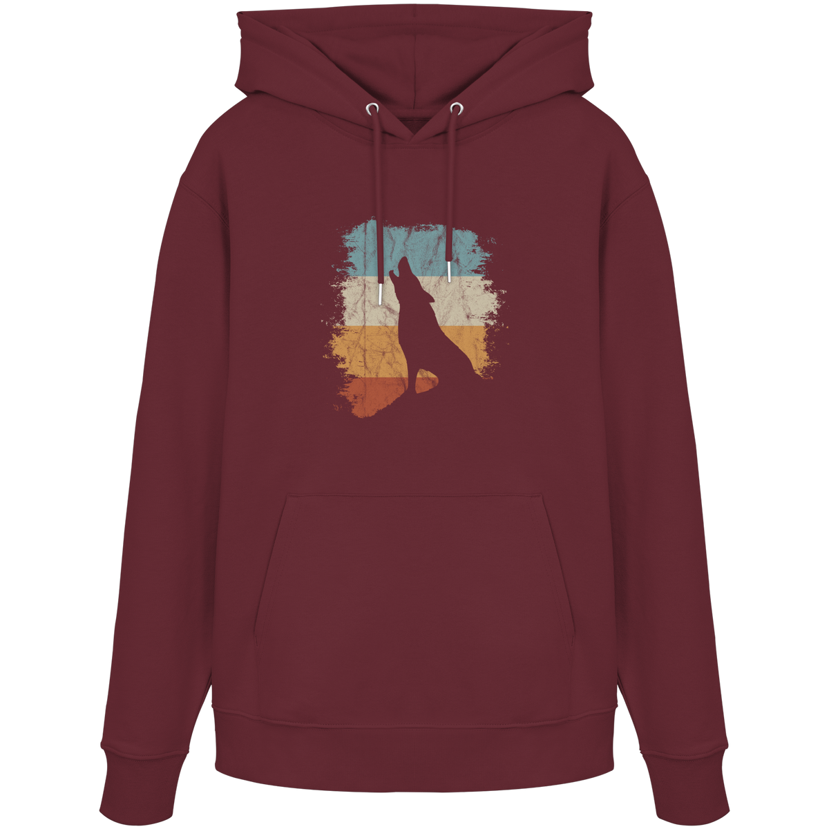 Retro Style lässig heulender Wolf  - Organic Hoodie
