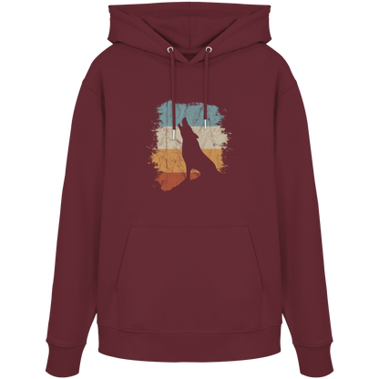 Retro Style lässig heulender Wolf  - Organic Hoodie