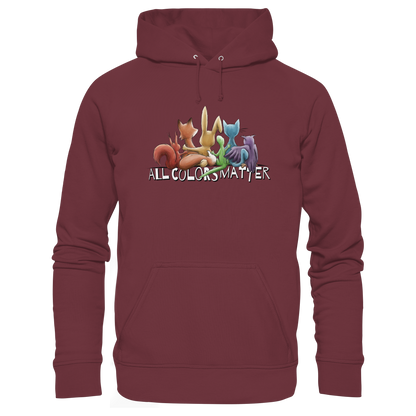 All Colors Matter! Regenbogen Tiere für Vielfalt - Organic Hoodie