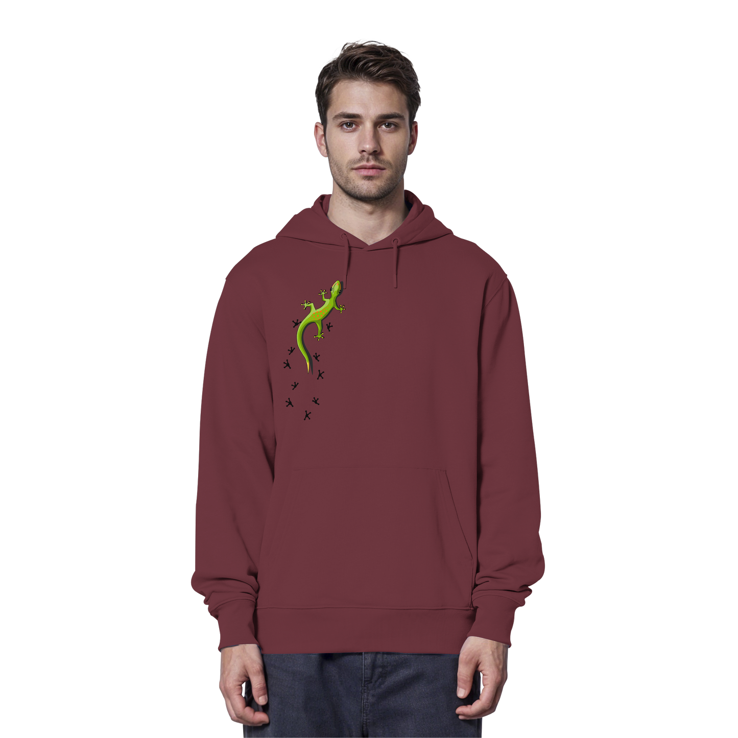 Kletternder Gecko mit Spuren - Organic Hoodie