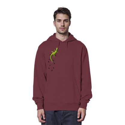 Kletternder Gecko mit Spuren - Organic Hoodie