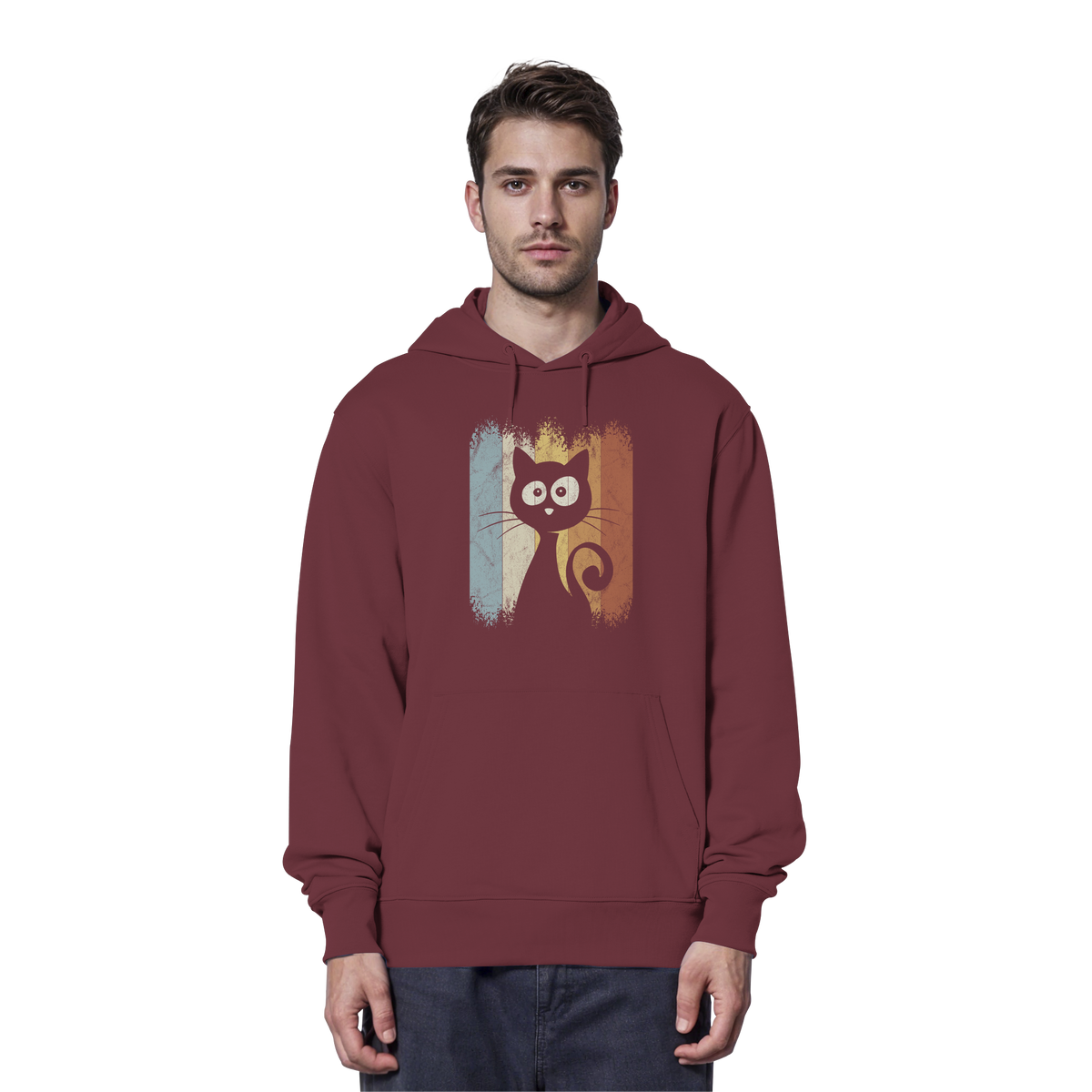 Retro Katze Silhouette - Organic Hoodie