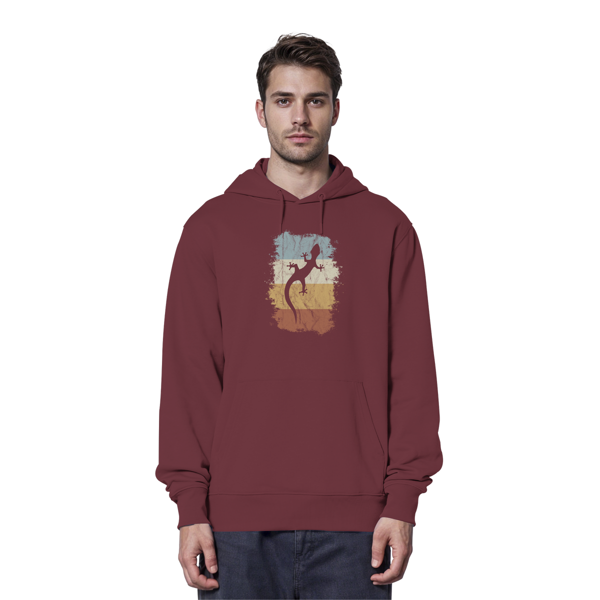 Retro Gecko Salamander Silhouette - Organic Hoodie