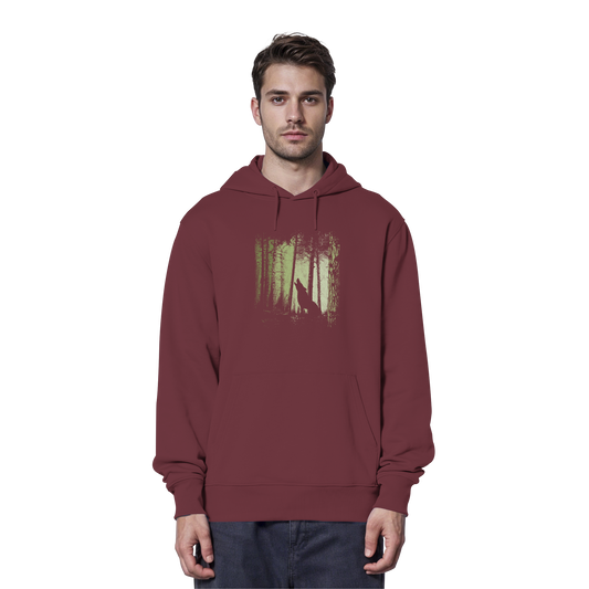 Einsamer Wolf im Zwielicht Wald  - Organic Hoodie