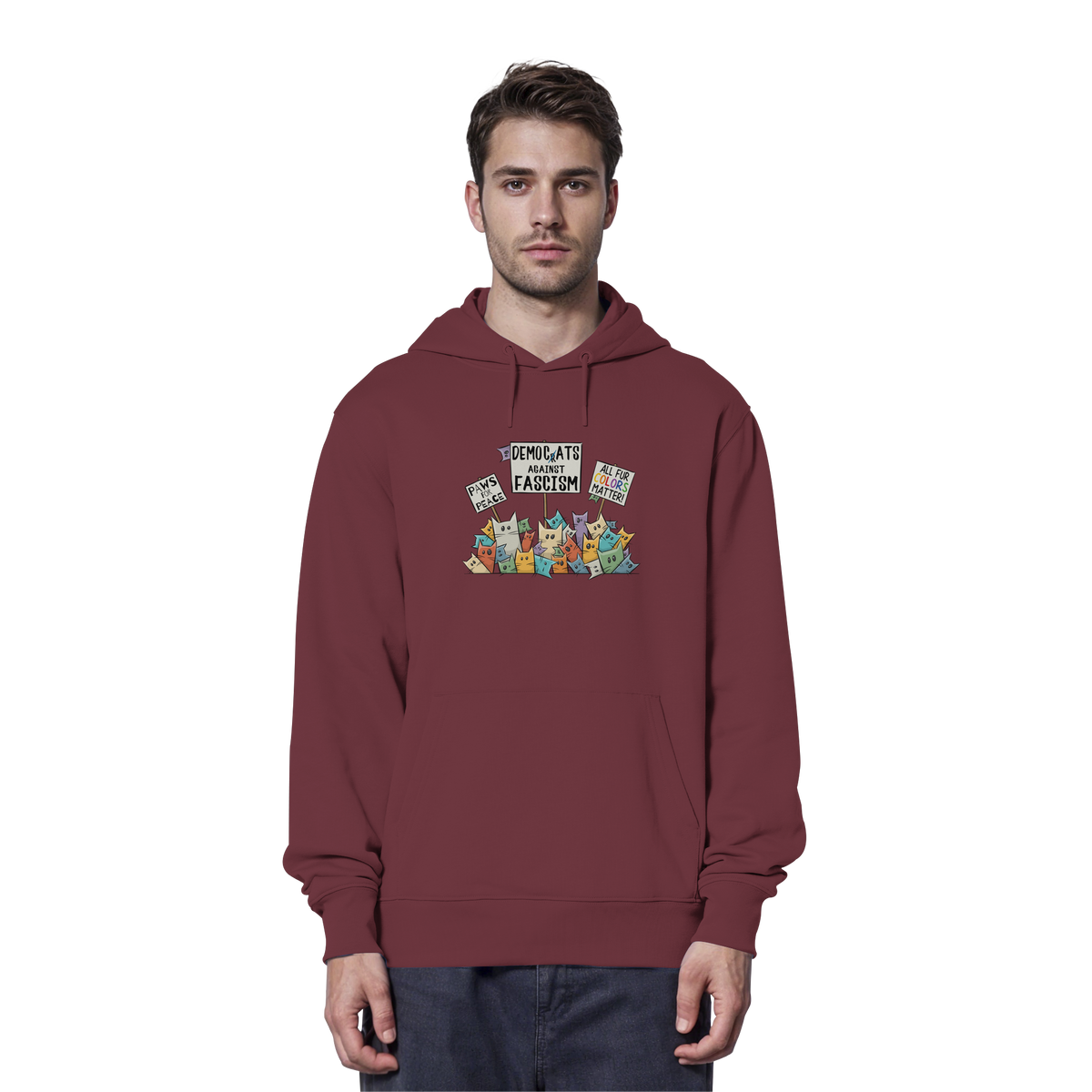 Demo-Katzen gegen Faschismus und für Vielfalt - Organic Hoodie