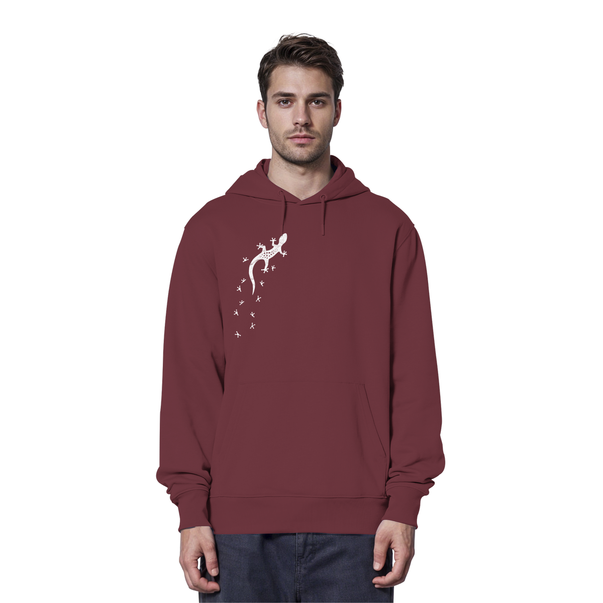 Gecko Eidechse Silhouette hell - Organic Hoodie