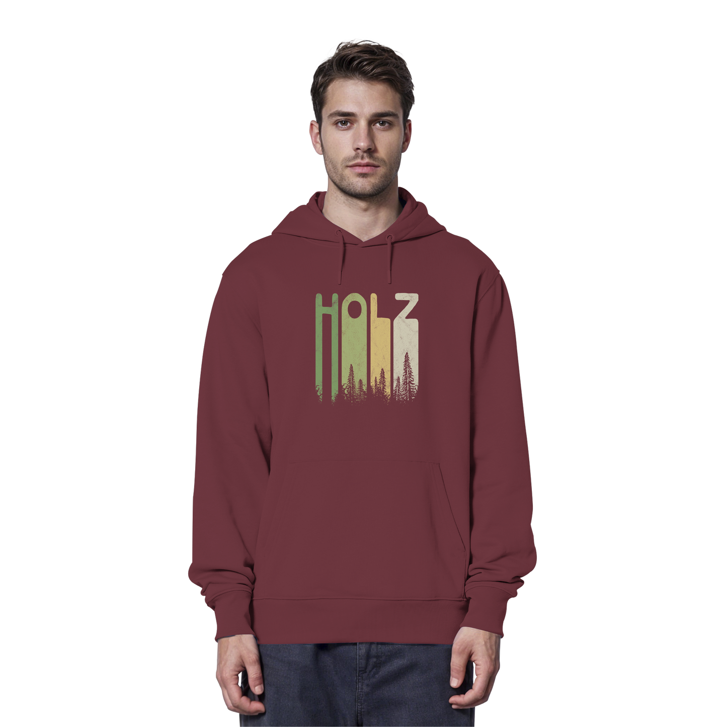 Holz Retro Wald Schriftzug - Organic Hoodie