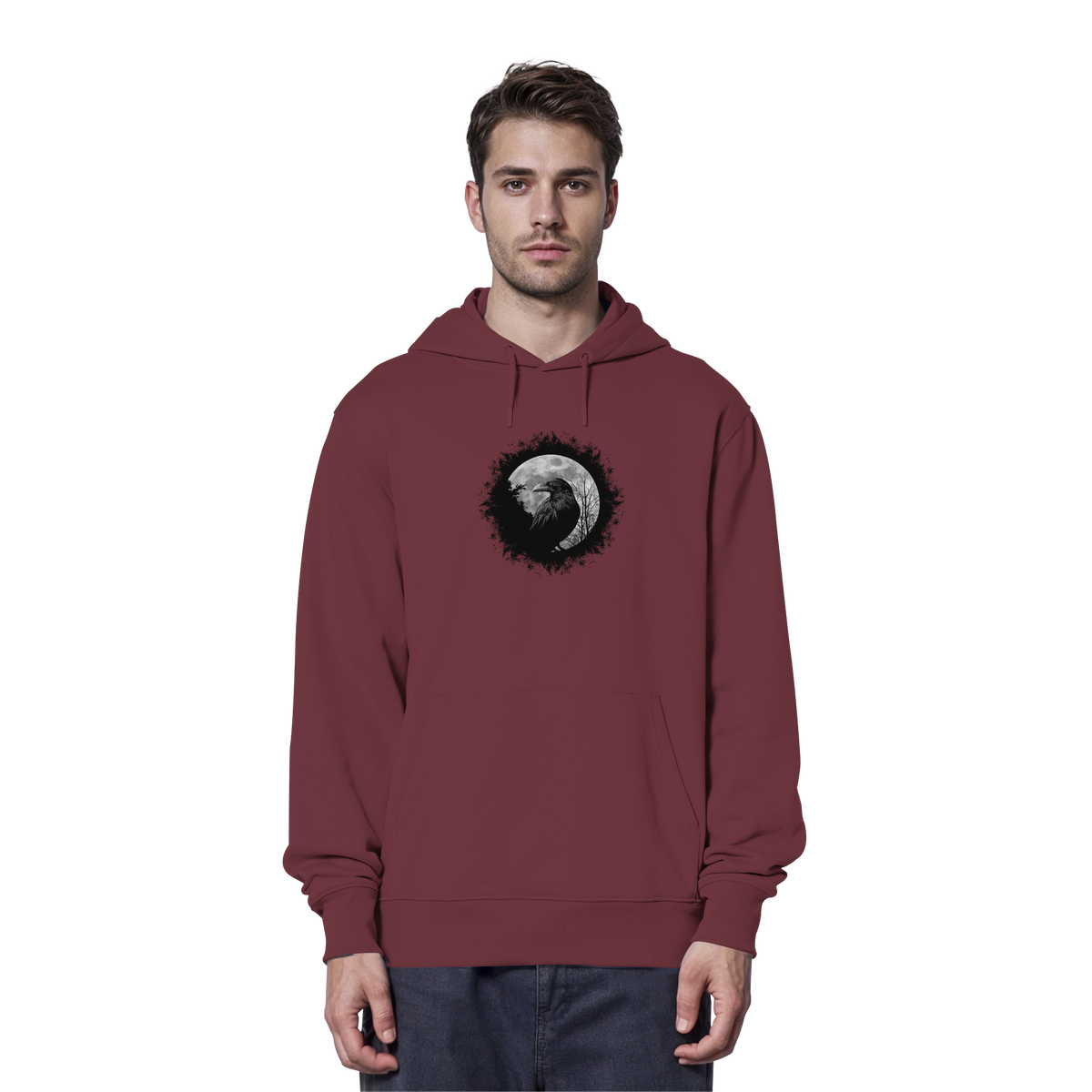 Schwarzer Rabe bei Vollmond  - Organic Hoodie