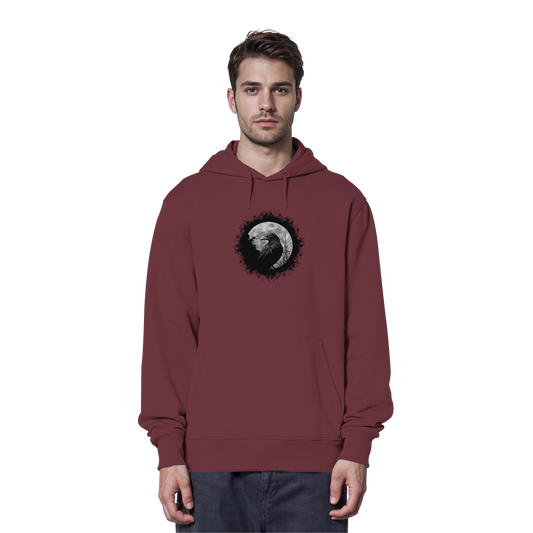 Schwarzer Rabe bei Vollmond  - Organic Hoodie