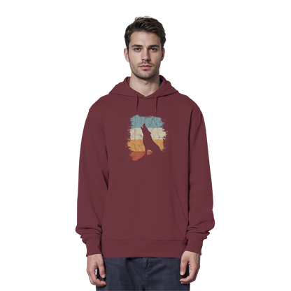 Retro Style lässig heulender Wolf  - Organic Hoodie