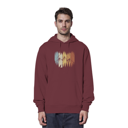 Retro Wald, Berge und Wolf  - Organic Hoodie