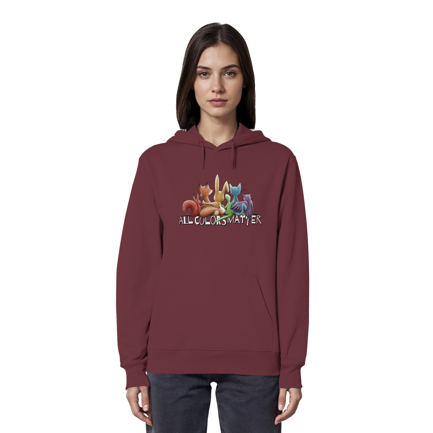 All Colors Matter! Regenbogen Tiere für Vielfalt - Organic Hoodie