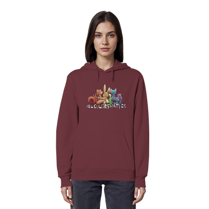 All Colors Matter! Regenbogen Tiere für Vielfalt - Organic Hoodie