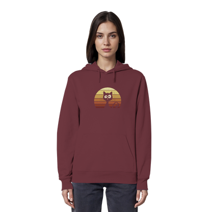 Katze vor Retro Sonnenuntergang - Organic Hoodie