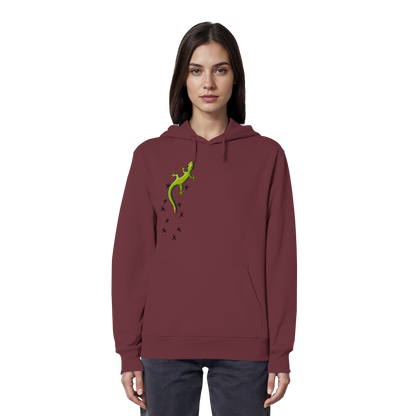 Kletternder Gecko mit Spuren - Organic Hoodie