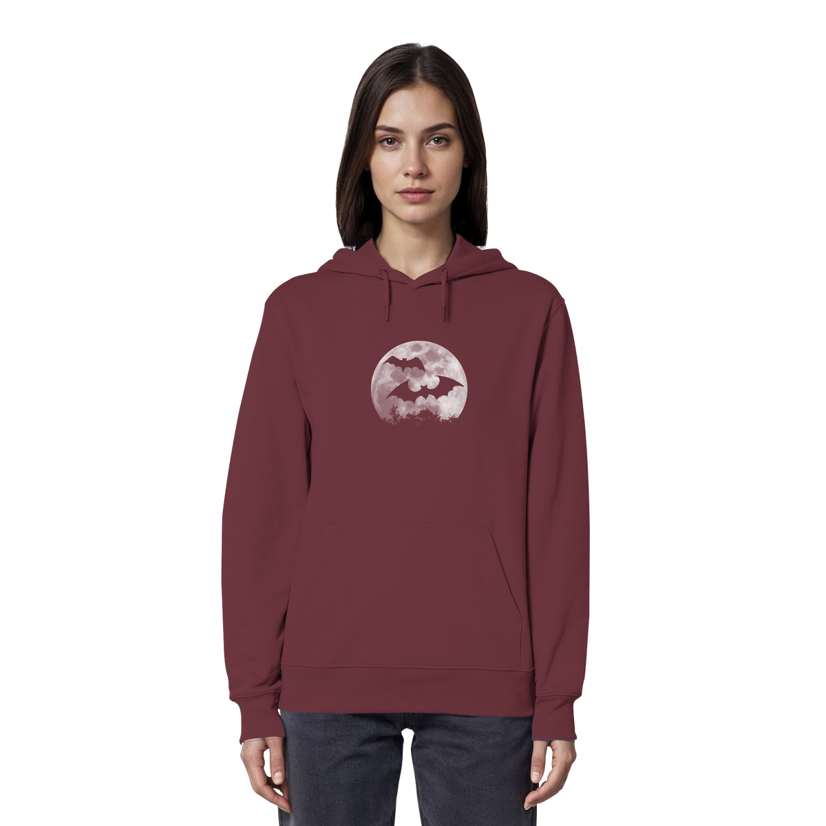 Fledermaus Silhouetten bei Vollmond - Organic Hoodie