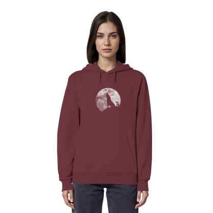 Heulender Wolf Silhouette vor Vollmond - Organic Hoodie