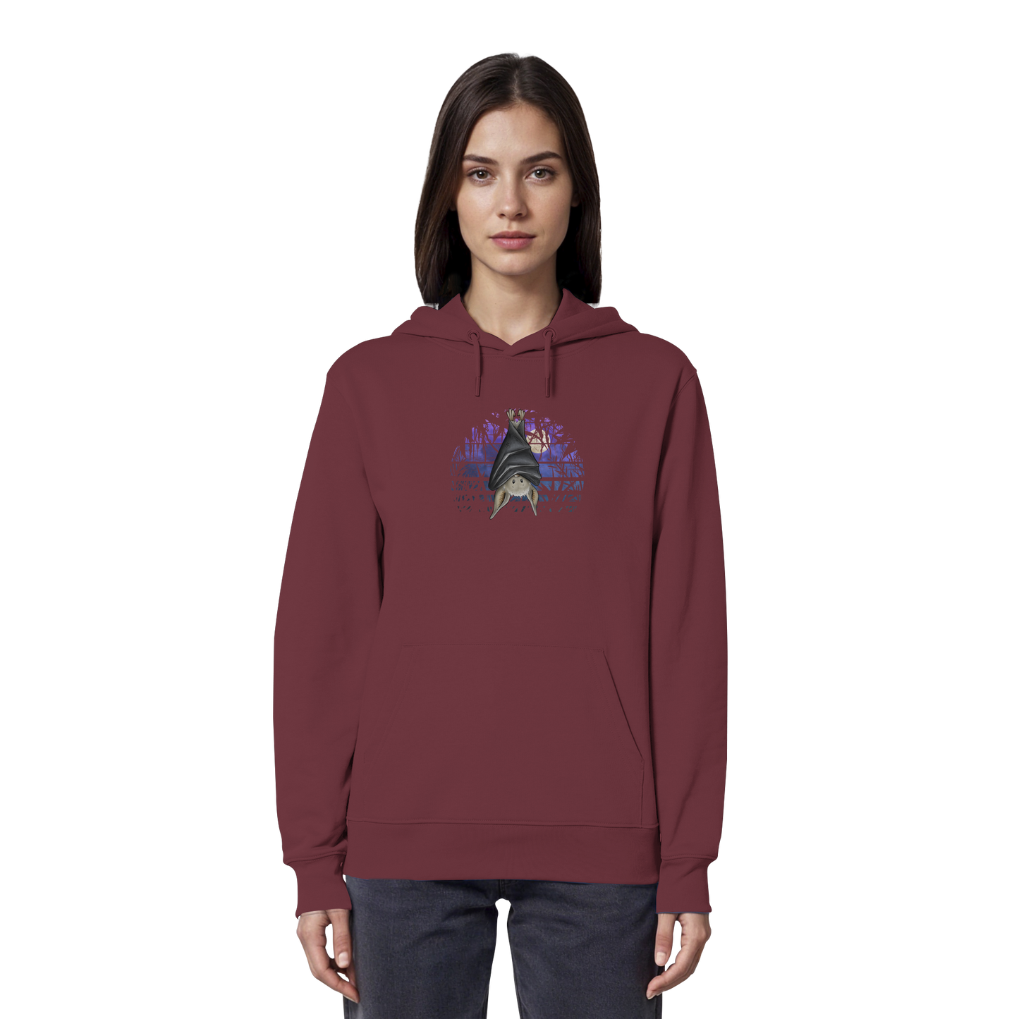 Fledermaus in blauer Nacht - Organic Hoodie