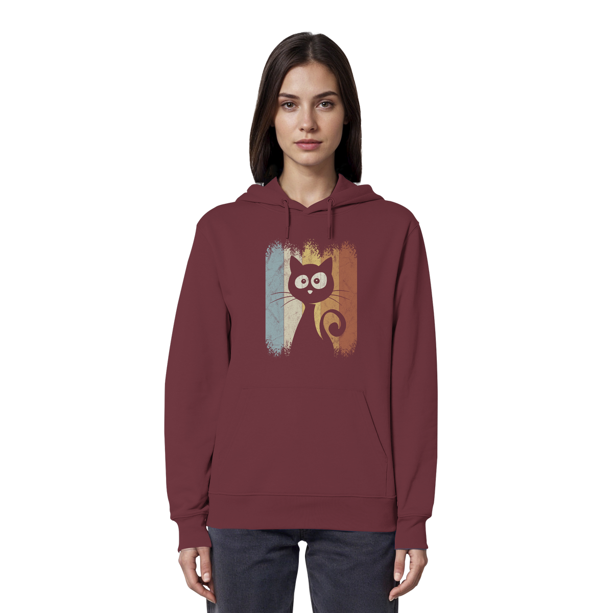 Retro Katze Silhouette - Organic Hoodie