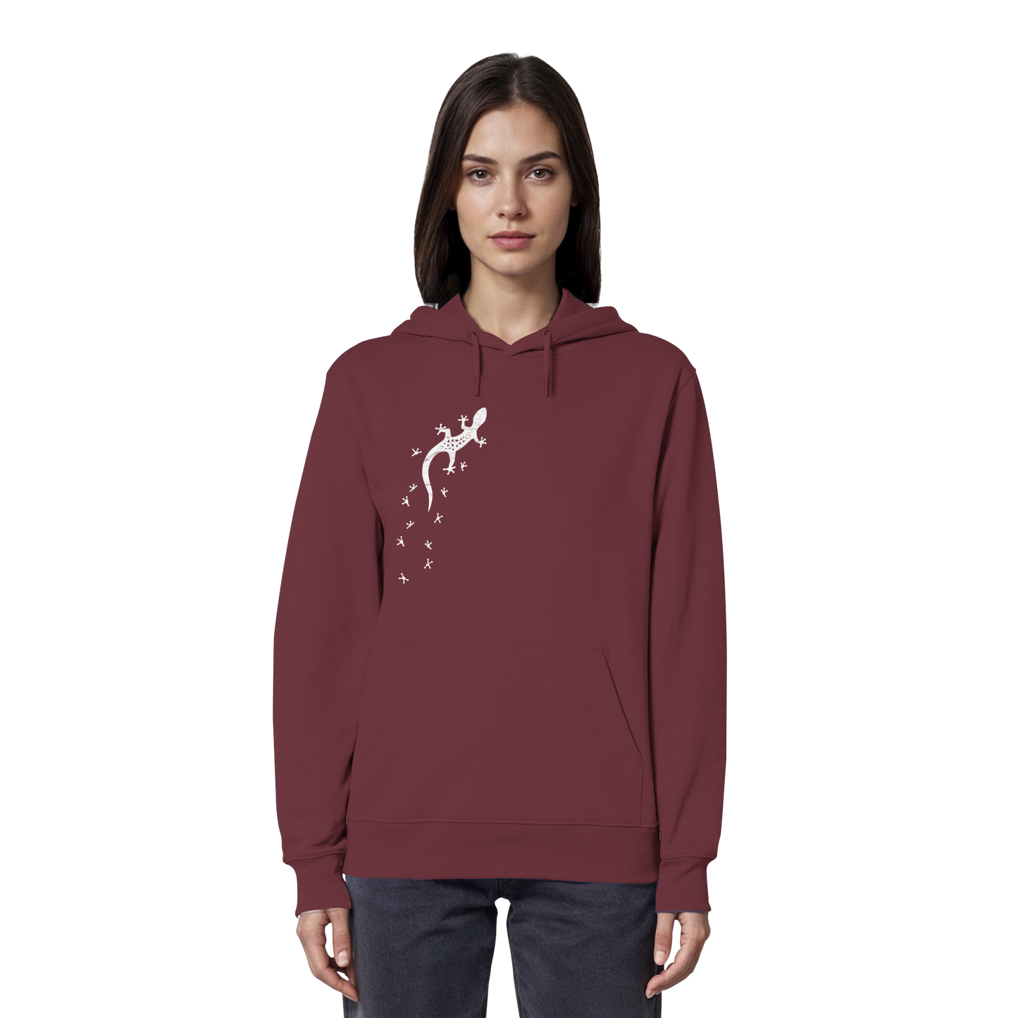Gecko Eidechse Silhouette hell - Organic Hoodie