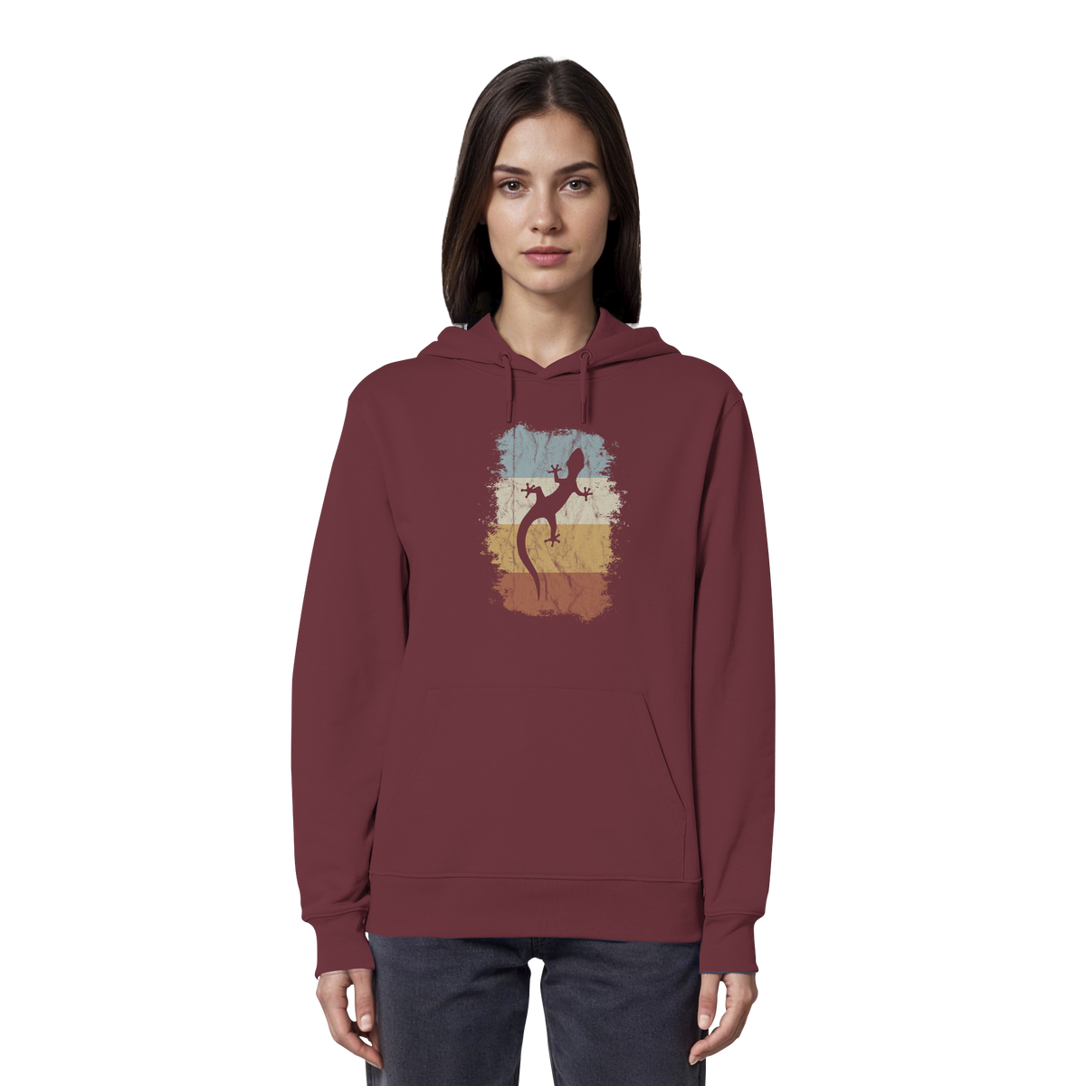 Retro Gecko Salamander Silhouette - Organic Hoodie