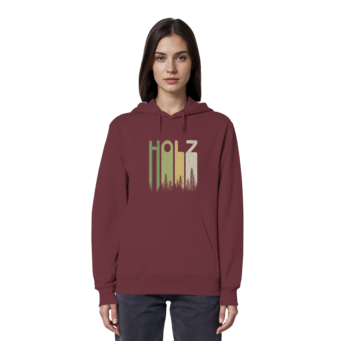 Holz Retro Wald Schriftzug - Organic Hoodie