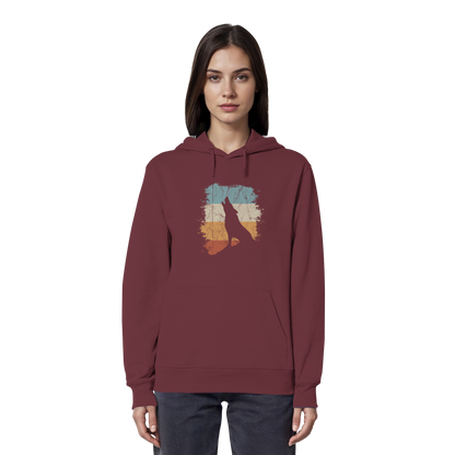 Retro Style lässig heulender Wolf  - Organic Hoodie