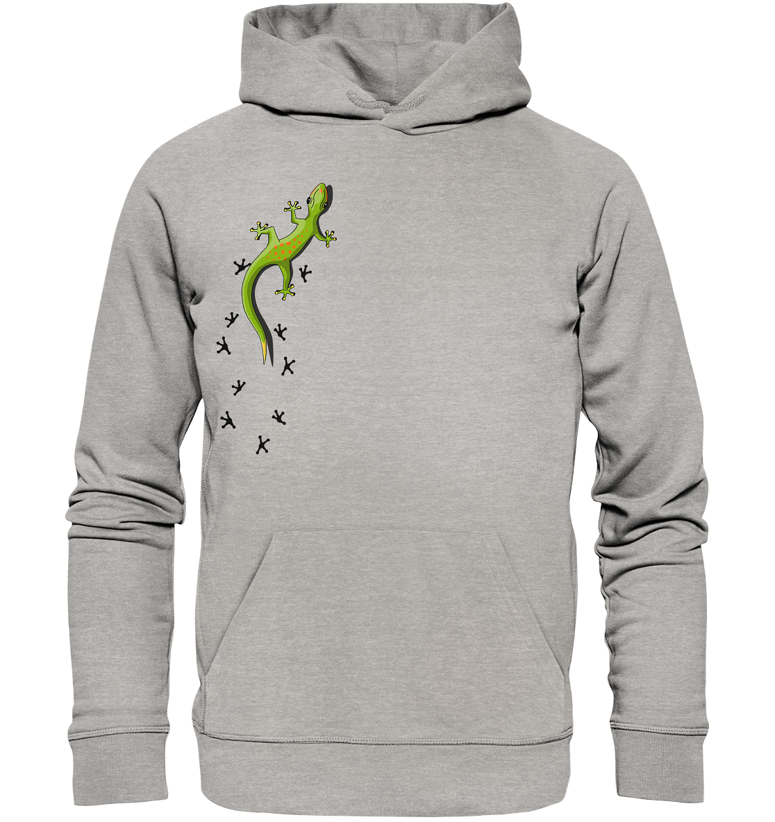Kletternder Gecko mit Spuren - Organic Hoodie