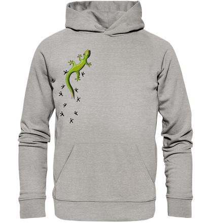 Kletternder Gecko mit Spuren - Organic Hoodie