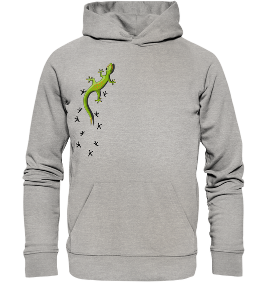 Kletternder Gecko mit Spuren - Organic Hoodie
