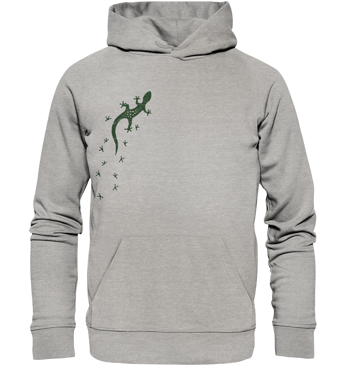 Gecko Eidechse Silhouette dunkel - Organic Hoodie