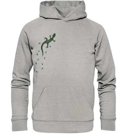 Gecko Eidechse Silhouette dunkel - Organic Hoodie