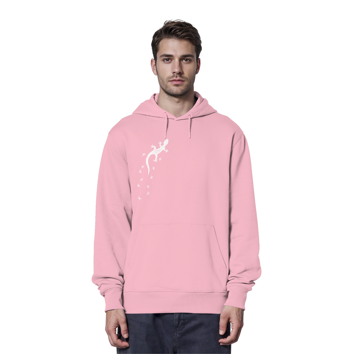 Gecko Eidechse Silhouette hell - Organic Hoodie