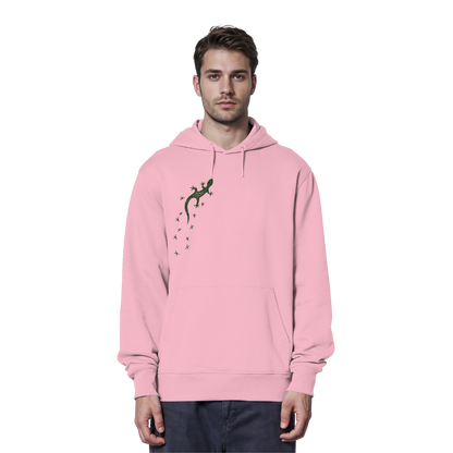 Gecko Eidechse Silhouette dunkel - Organic Hoodie