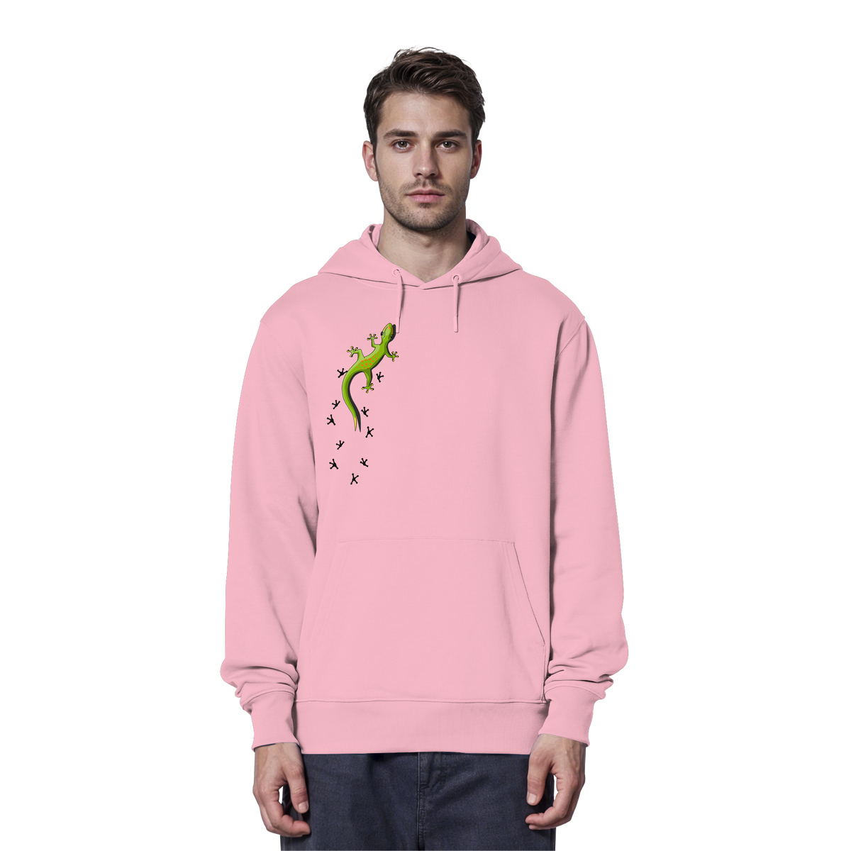 Kletternder Gecko mit Spuren - Organic Hoodie