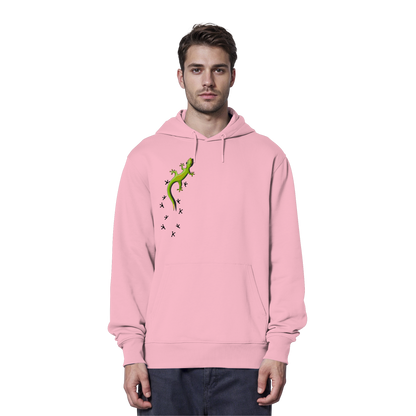 Kletternder Gecko mit Spuren - Organic Hoodie