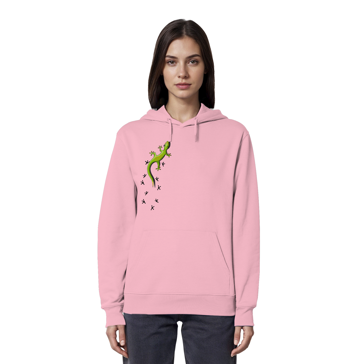 Kletternder Gecko mit Spuren - Organic Hoodie