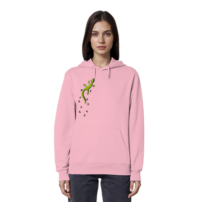 Kletternder Gecko mit Spuren - Organic Hoodie