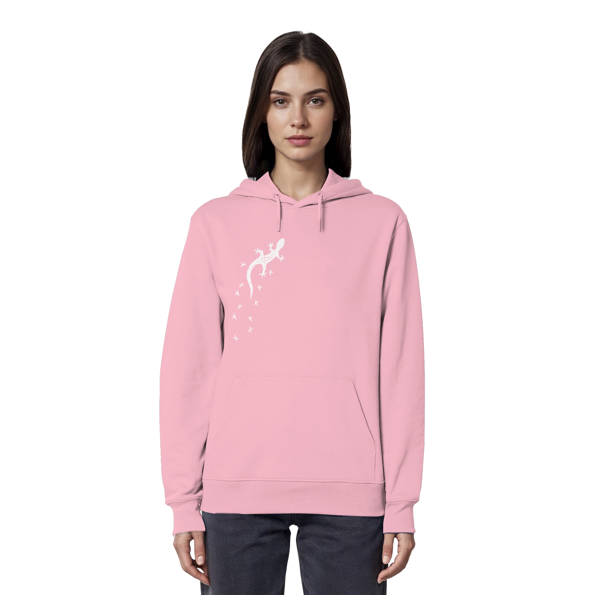 Gecko Eidechse Silhouette hell - Organic Hoodie