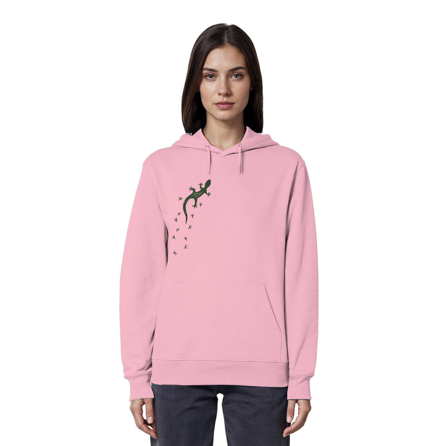 Gecko Eidechse Silhouette dunkel - Organic Hoodie