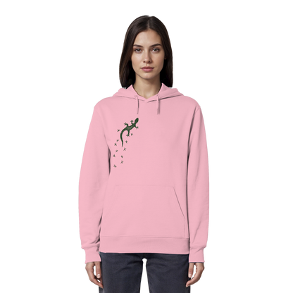 Gecko Eidechse Silhouette dunkel - Organic Hoodie