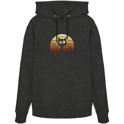Katze vor Retro Sonnenuntergang - Organic Hoodie