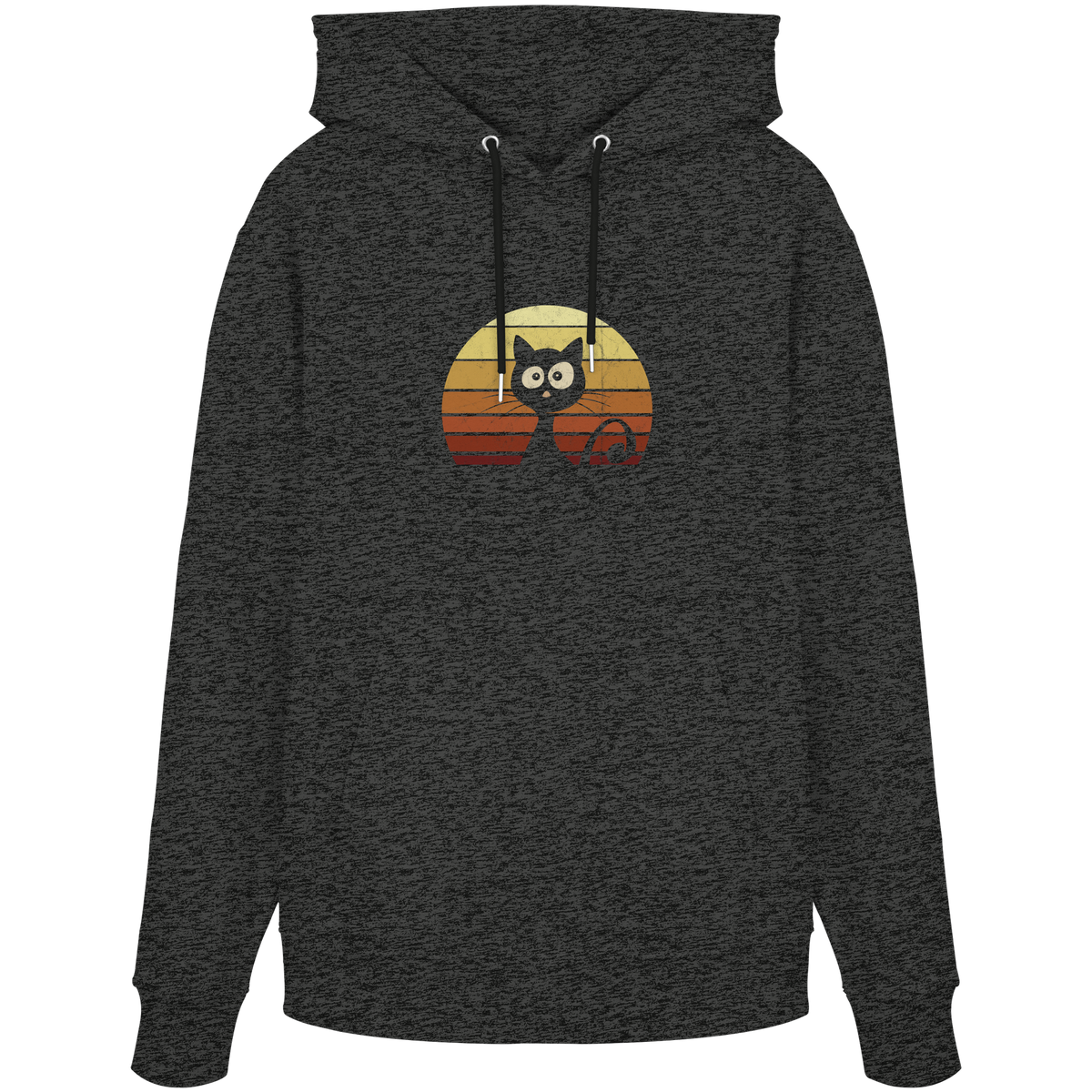 Katze vor Retro Sonnenuntergang - Organic Hoodie