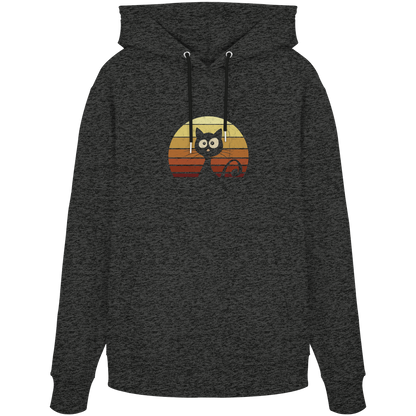 Katze vor Retro Sonnenuntergang - Organic Hoodie