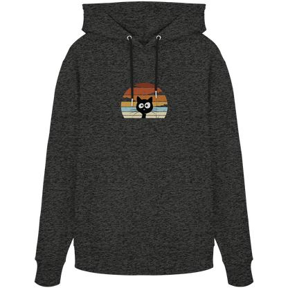 Retro schwarze Katze vor Sonnenuntergang - Organic Hoodie